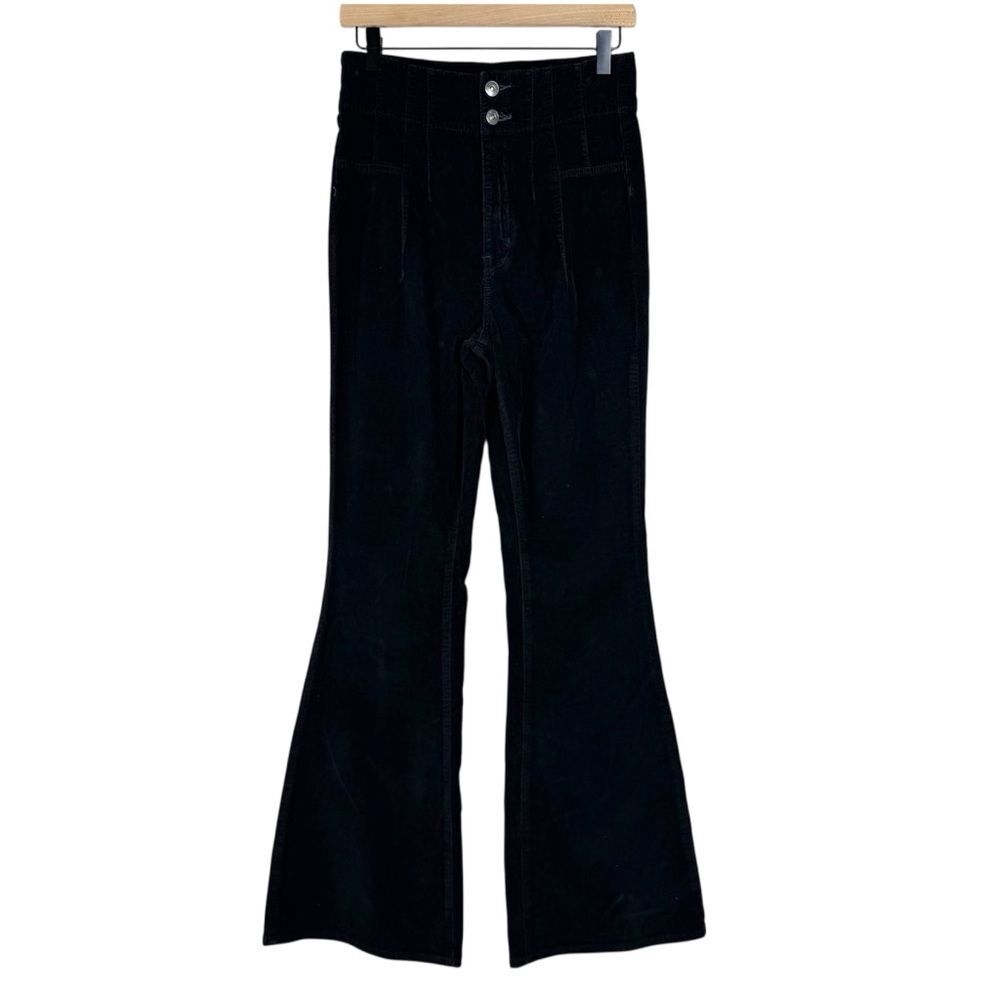 We The Free by Free People Jayde Cord Flare Jeans Black Boho Women’s Size 28